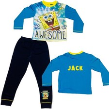 Spongebob Pyjamas Boys Pjs Sleepwear Age 4 to 10 Years Personalisation Available