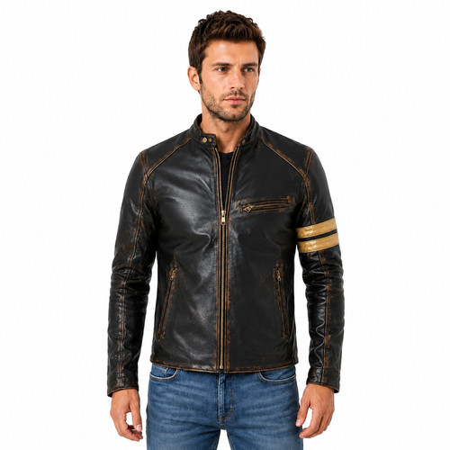 Men motorcycle biker leather - men's,