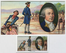Original Painting Cigarette Card: Captain James Cook, HMS Endeavour, New Zealand