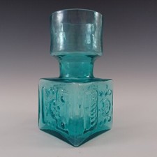 Dartington #FT65 Kingfisher Blue Glass Frank Thrower 'Geometric' Vase