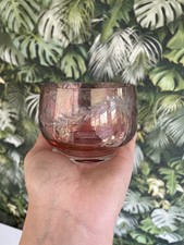 Bohemia Crystal Pink Red Floral 1609 14B Potpourri Bowl. Etched. GC 