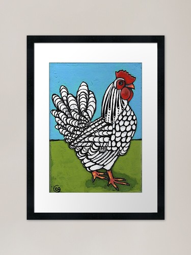 Wyandotte silver laced rooster - silver,