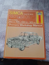 Simca 1301 And 1501 Haynes Manual 1963 To 1976