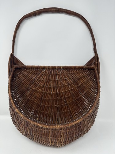 Vtg half moon - shaped, wicker
