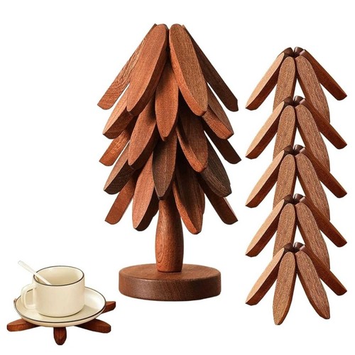 Wooden tree trivet - wooden, set