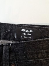 TU Denim Jeans W34 L30 NEW Black Straight Leg Zip Fastening Men Jeans
