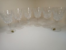 WATERFORD Crystal LISMORE Water Goblets 6"H, SIGNED, IRELAND, seahorse 