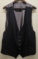 Man's CLAN SCOTLAND Grey WOOL Waistcoat Size 46 Long CG B51