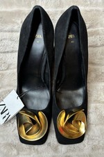 Zara Black Suede Block Heel
