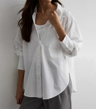 ? Women’s White Poplin Cotton Shirt – Size 10 (RRP £25.99) ?