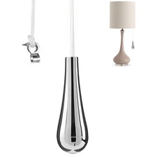 Bathroom Light Pull Cord Teardrop Chrome Handle Pull String 1.5m White Cord