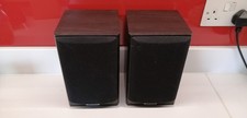 2 Tannoy Mercury MxR-M Dark Oak Bookshelf Speakers Black Front