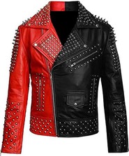 Men’s Punk Studded Leather Jacket – Spiked Biker Jacket – Rock Motorcycle