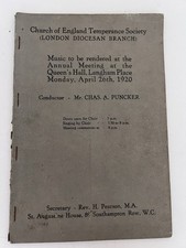 1920 Church of England Temperance Society Music Programme – Queen’s Hall, London
