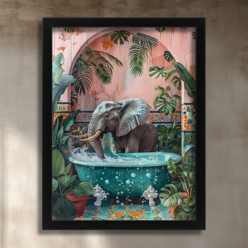 Elephant bathtub wall art - elephant,