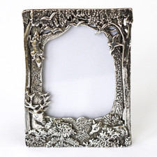 Silver Sccenes small photo frame, woodland scene, silver plated pewter