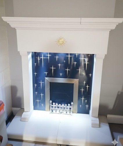 Fire surround and hearth back - and,