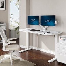 Glass Electric Standing Desk with Drawers & USB C Hub 120 X 60cm