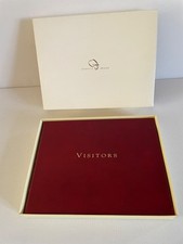 Graphic Image Visitors Guest Book Red Bovine Leather Bound Hardcover Gold Edges