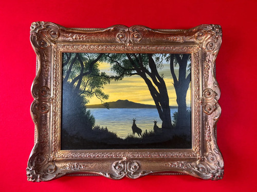 Framed painting wood canvas - painting,