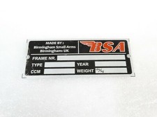 For BSA A50 A65 Spitfire Victor Rocket 3 Firebird Gold Star BSA Data Plate#14B13
