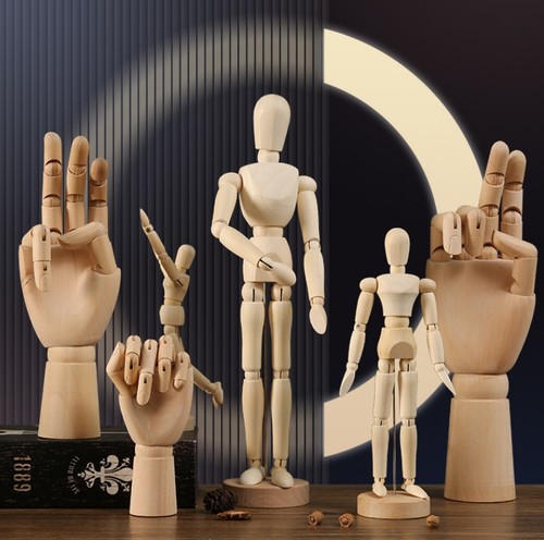 Wooden manikin human head - wooden,