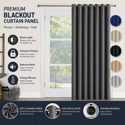 Blackout eyelet door curtains - door,