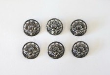 Antique Vintage Set Of 6 Sterling Silver Buttons. B'ham 1902 Foliage Flower