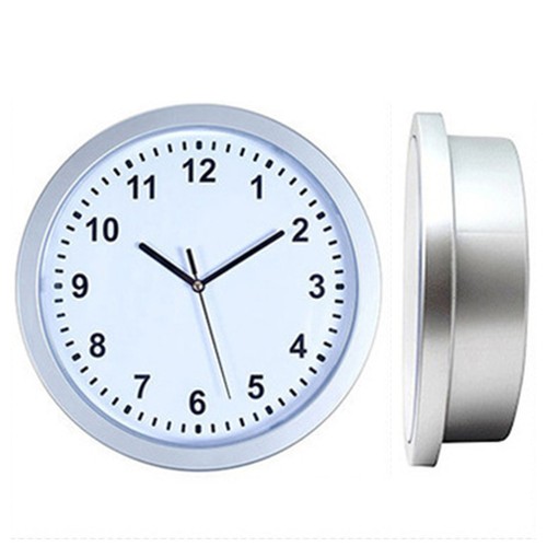 Silver wall clock safe with - clock,