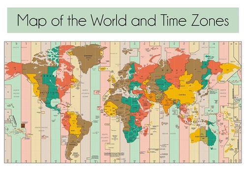 Map world with - time, zones