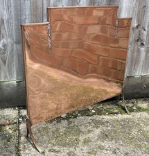 Copper & Brass Antique Metal Fire Guard Spark Screen Art Deco/Art Nouveau Style