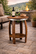 Rustic Wine Barrel Side Table