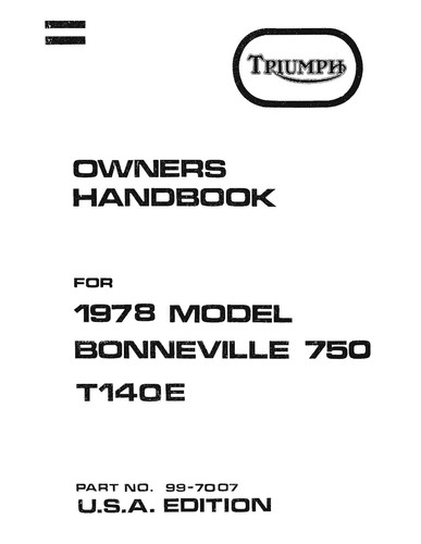 Triumph owners manual book - triumph,