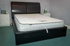 Ottoman Black Leather storage