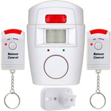 SENSOR MOTION PIR WIRELESS ALARM WITH 2 REMOTE CONTROLS HOME CARAVAN SHED GARAGE