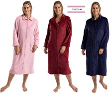 LADIES EMBOSSED  SUPER SOFT BUTTON UP THROUGH DRESSING GOWN*FLEECE S/XL 45720