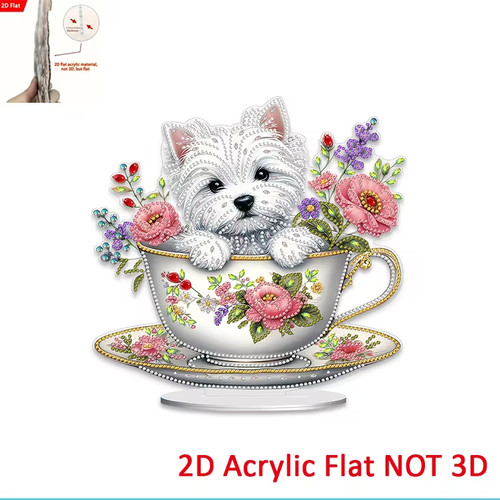 Diamond art westie teacup - in,