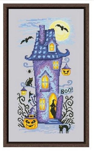 Halloween house counted cross - halloween,