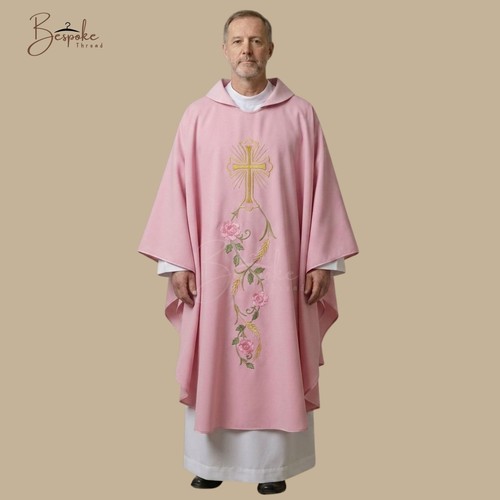 Pink rose priest chasuble gold - rose,