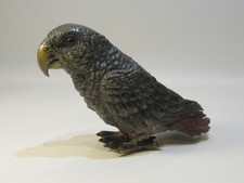 19TH CENTURY COLD PAINTED BRONZE AUSTRIAN AFRICAN GREY PARROT MARKED 'GESCHUTZT'