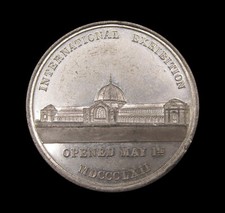 1862 INTERNATIONAL EXHIBITION LONDON 41mm WHITE METAL MEDAL - BY PINCHES