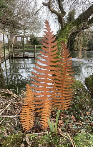 Set rusty metal fern leaf - set,