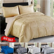 Luxury Jacquard Duvet Quilt Cover Paisley Bedding Set Double King Size & Cushion