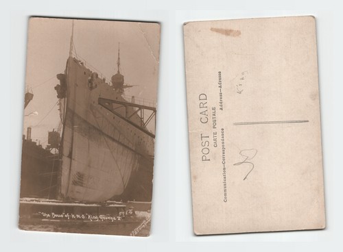 Vintage rppc postcard hms king - rppc,