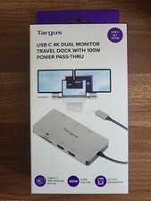 Targus USB-C Laptop Dock Dual Monitor 4k HDMI Travel 100w Pass Thru Tracked24