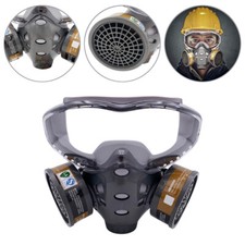 Full Face Respirator Gas Mask Double Filter Air Breathing Chemical Gas Protector