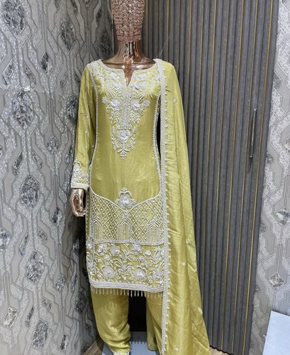 Apple green lamé - silk, palazzo