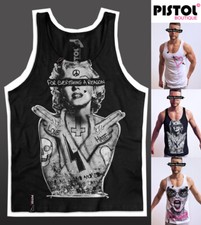 Pistol Boutique Men's Black MARILYN MONROE SKULL TATTOO Vest Top Singlet Tank