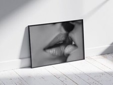 HOT SEXY GIRLS LESBIAN KISS LIPS EROTIC POSTER ART BDSM PRINT SIZE A4 A3