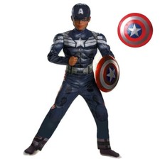 Boys Captain America Costume W/Shield Avengers Kids Superhero Fancy Dress Outfit